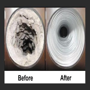 Dryer Vent Cleaning Services A before and after view of a thorough Dryer Vent Cleaning
